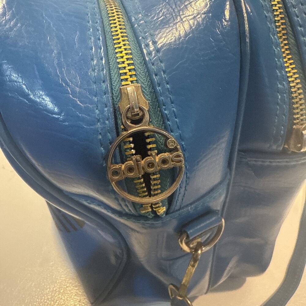Rare Vintage 1970’s Blue Vinyl Adidas Trefoil Sports,Carryon,Weekend Bag - Picture 6 of 16